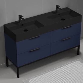 Bathroom Vanity Modern Double Bathroom Vanity, Blue, 56